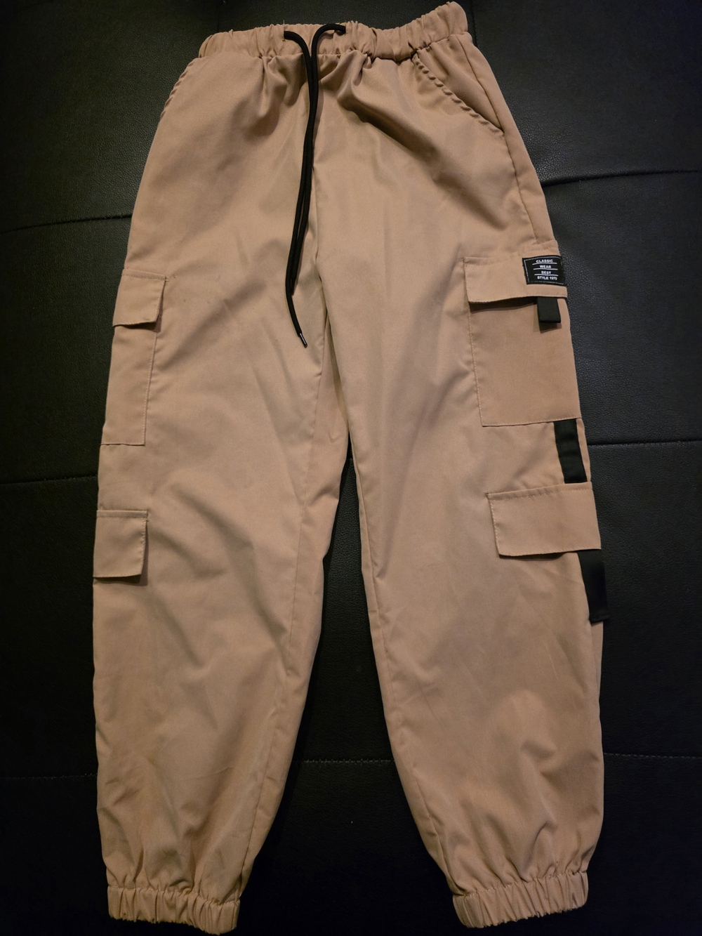 Boy's Tan Cargo Pants with Drawstring Waist